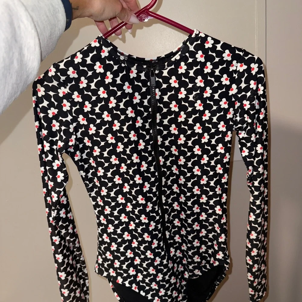 MICHAEL Michael Kors Floral Bodysuit - Black and Red - Picture 1 of 2